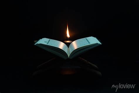 Quran In The Mosque Open For Prayers The Black Background Of Posters