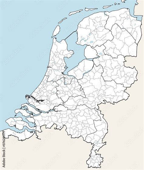 Detailed vector map of Netherlands with borders and district Stock ...