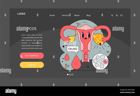 PCOS Polycystic Ovary Syndrome Night Or Dark Mode Web Banner Or