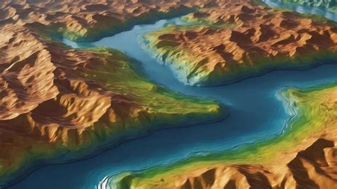 Premium Photo | Topographic 3d map with water contour lines on a ...