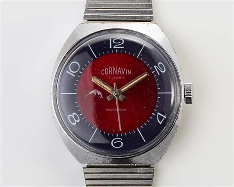 Vintage Mechanical Cornavin Raketa Wrist Watch With Bi Color Dial