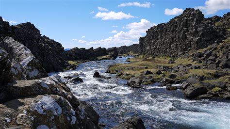 Thingvellir, Iceland, a rift valley along the boundary separating the ...