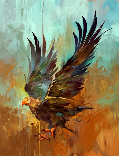 Painterly яркий стилизованный орел на текстурированной предпосылке ...