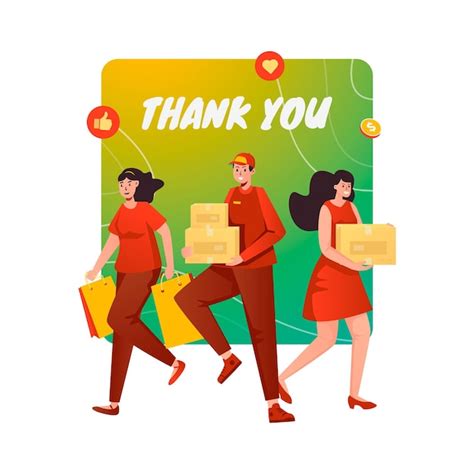 Premium Vector Flat Design Thank You Greeting For Shopping Concept