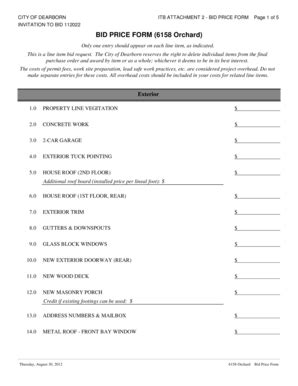 Fillable Online Itb Att Bid Form Pdf Mitn Info Fax Email