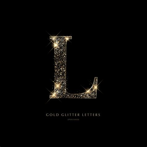 Glittering Golden Letters On A Black Background Shiny Letters