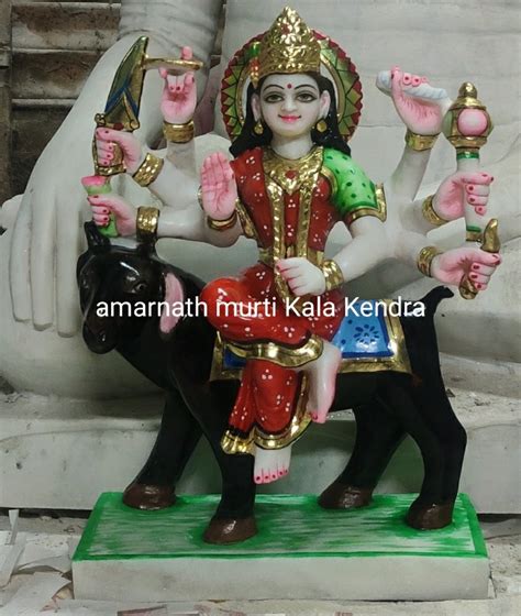 White Painted Meldi Mata Marble Murti God Statchu For Worship Size