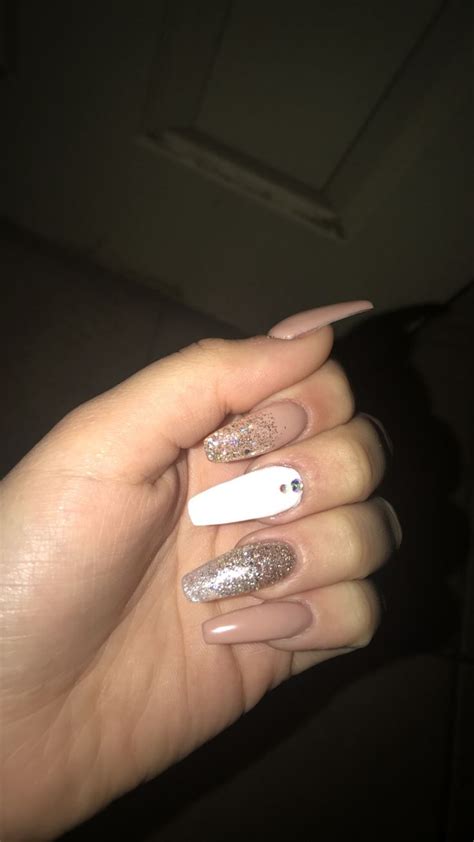 Cute Nude Long Acrylic Nails Glitter Ombr Long Acrylic Nails Glitter Ombre Nails