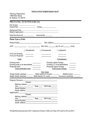 Fillable Online Tentative Subdivision Map Planning City Of St