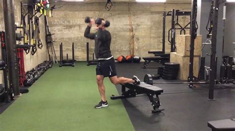 Dumbbell Split Squat To Overhead Press Bulgarian Thruster Youtube