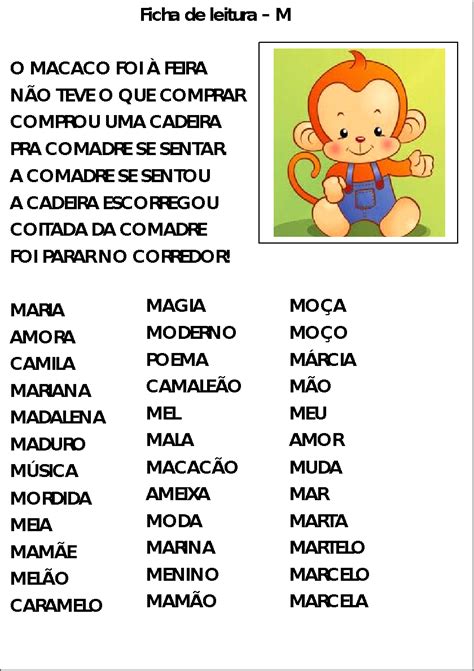 Fichas De Silabas Simples