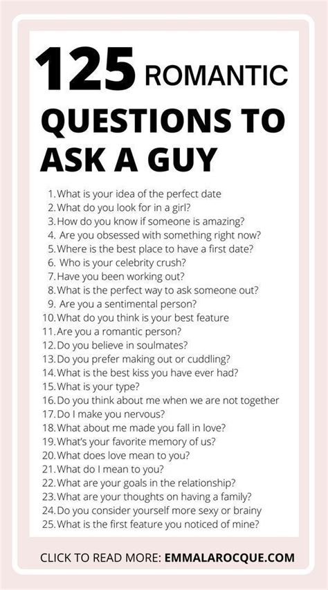 125 Romantic Questions To Ask A Guy Romantic Questions Fun Questions