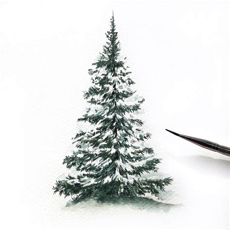 Snow Covered Tree Painting - Picture-Ideas