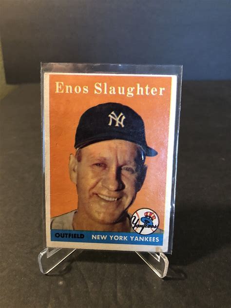 1958 Topps Enos Slaughter 142 HOF VG Vintage Baseball Card NY YANKEES