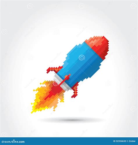 Pixel Rocket Launch Logo Vector Illustration | CartoonDealer.com #124790486