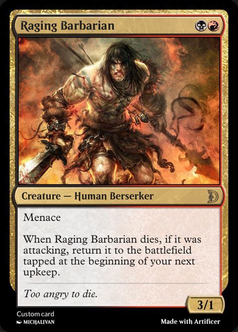 Dnd Style Barbarian Card Based On The Adventures In The Forgotten