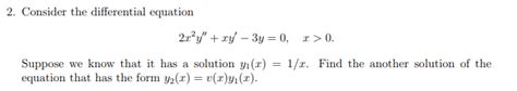 Solved 2 Consider The Differential Equation