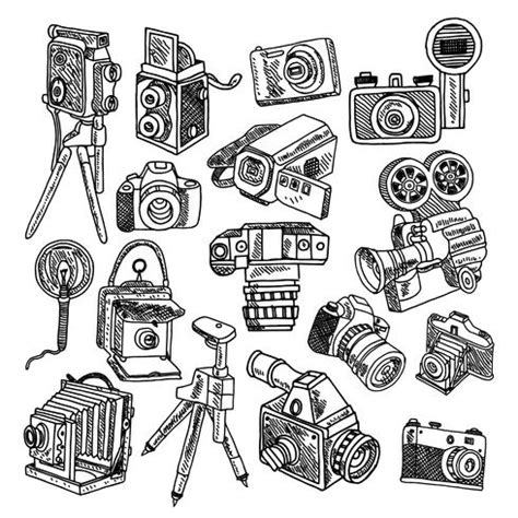 Camera doodle sketch icons set 427294 Vector Art at Vecteezy