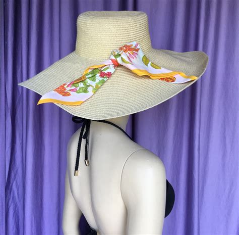 Calvin Klein Wide Brim Floppy Sun Hat With Floral Tie Gem