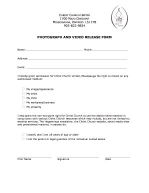 Church Photo Release Form Fill Online Printable Fillable Blank