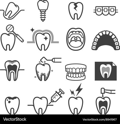 Dental tooth icons Royalty Free Vector Image - VectorStock