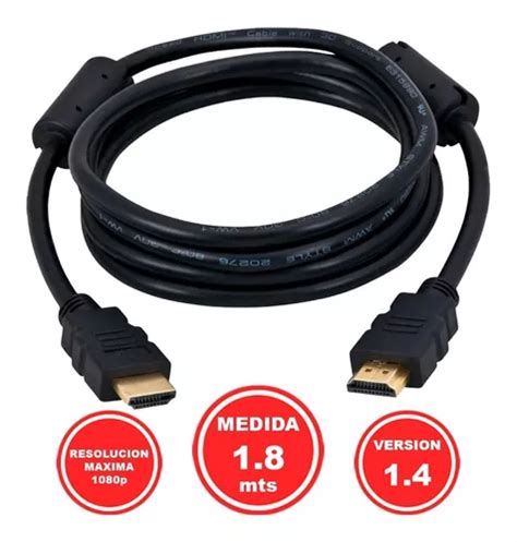 Cabo Hdmi 1 4 Full Hd 1080p Filtro Duplo De 1 80 M Ps4 Ps3 Tv