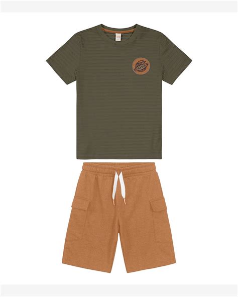 Riachuelo Conjunto Infantil Camiseta Bermuda Trick Nick Verde