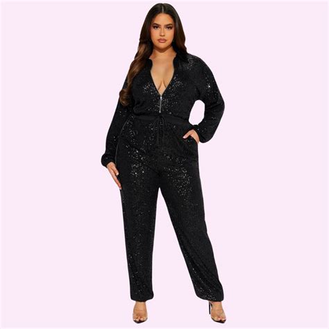 Zoe Zip Front Black Sequin Jumpsuit Beach Babe Bikini