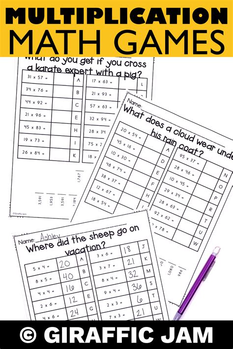 Math Games For 4th Graders Printable