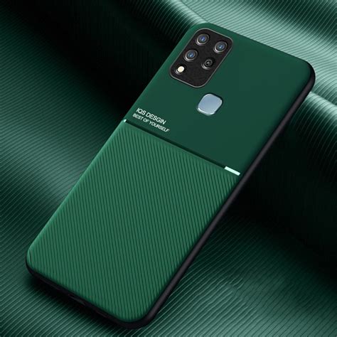 For Infinix Hot S Classic Tilt Strip Grain Magnetic Shockproof PC TPU Phone Case Dark Green