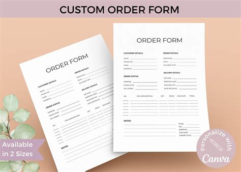 Custom Order Form For Small Business Printable Custom Order Form Template For Custom Order For