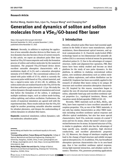 Pdf Generation And Dynamics Of Soliton And Soliton Molecules From A