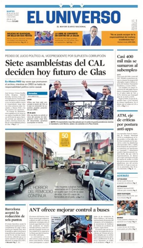 Periódico El Universo Ecuador Ecuador Periódicos De Ecuador