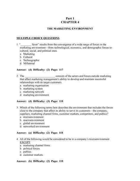 Part Analyzing Marketing Environment Ch Mcqs Part Chapter The