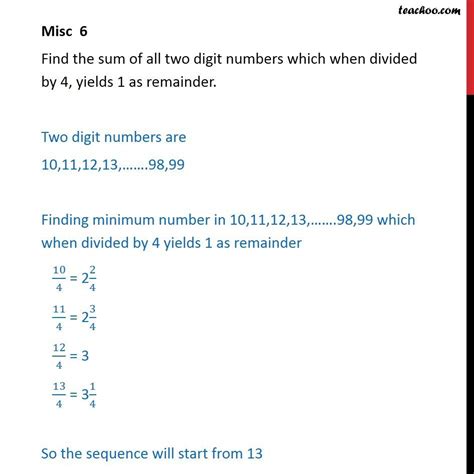 Question 6 Find Sum Of All Two Digit Numbers Which Divided By 4