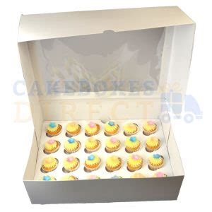 Premium 24 Mini White EX DEEP Cupcake Window Box With 3 5cm Divider