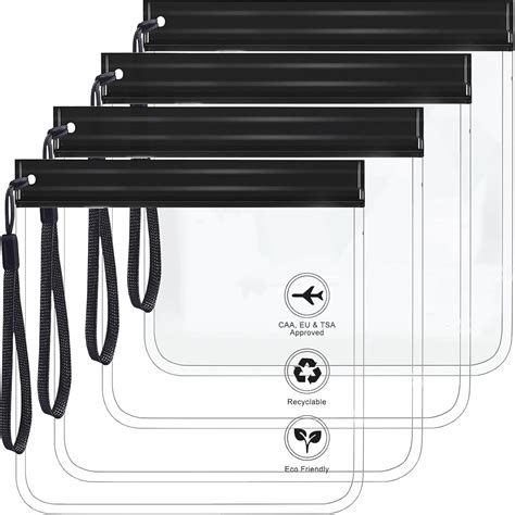 4 PCS Airport Security Liquids Bags,20X20 cm Clear TSA Approved