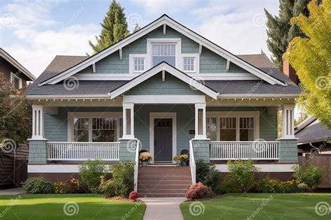 Craftsman House Featuring Central Gable with Decorative Gable Vent Stock Illustration ...