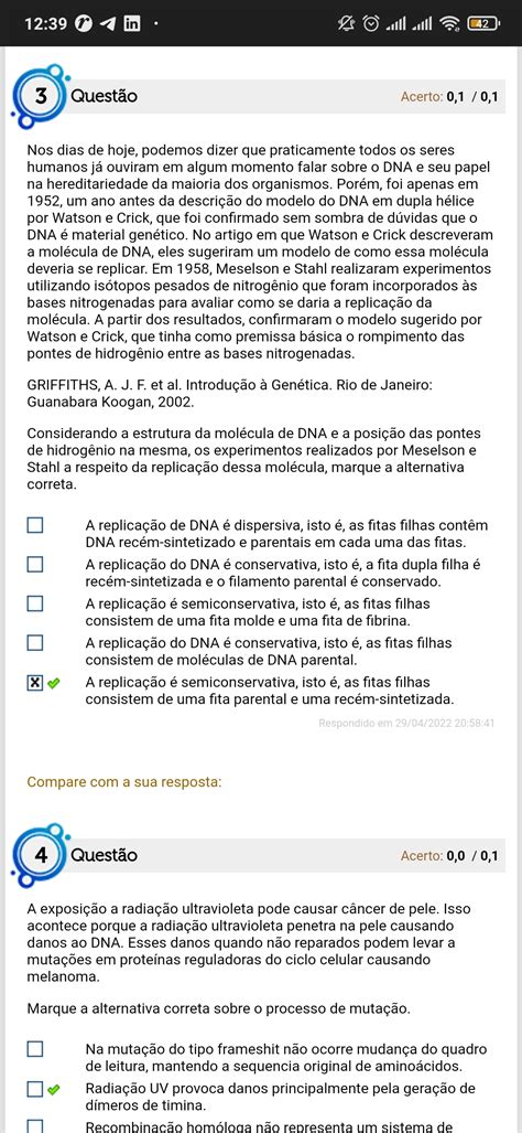 Avaliando O Aprendizado Parte 2 Biologia Molecular