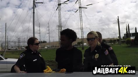 Interracial Threesome Outdoors With A Black Dude With Massive Cock And Two Horny Cops With Fat