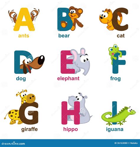 Alphabet Animals From A To I Stock Photo - Image: 36163080