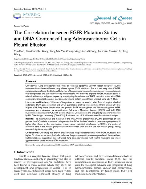 Pdf The Correlation Between Egfr Mutation Status And Dna Content Of