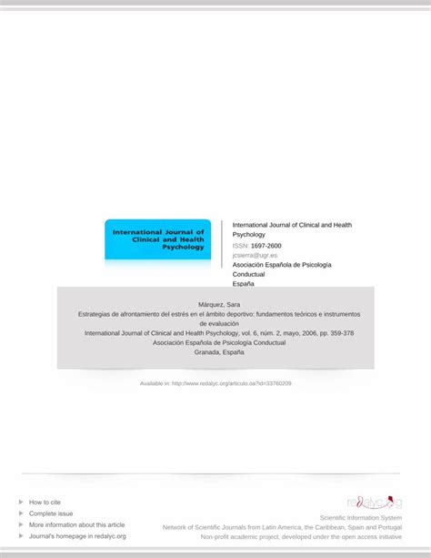 Pdf Estrategias De Afrontamiento Del Estr S En El Redalyc Org Del