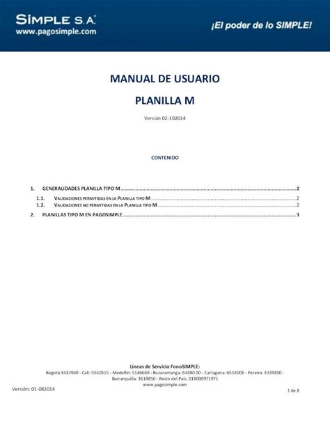 PDF MANUAL DE USUARIO PLANILLA M Simple Co La Planilla De