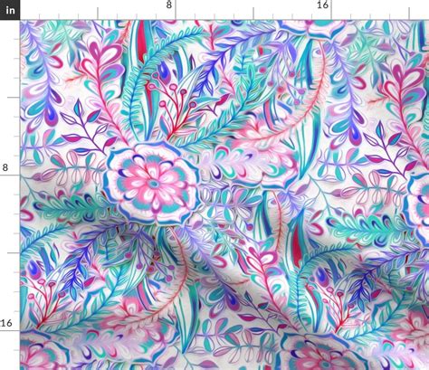 Boho Flower Burst In Pink Teal And Blue Fabric Spoonflower