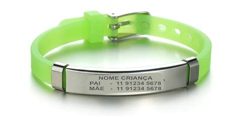 Pulseira Infantil Personalizada Identifica O Crian As Verde