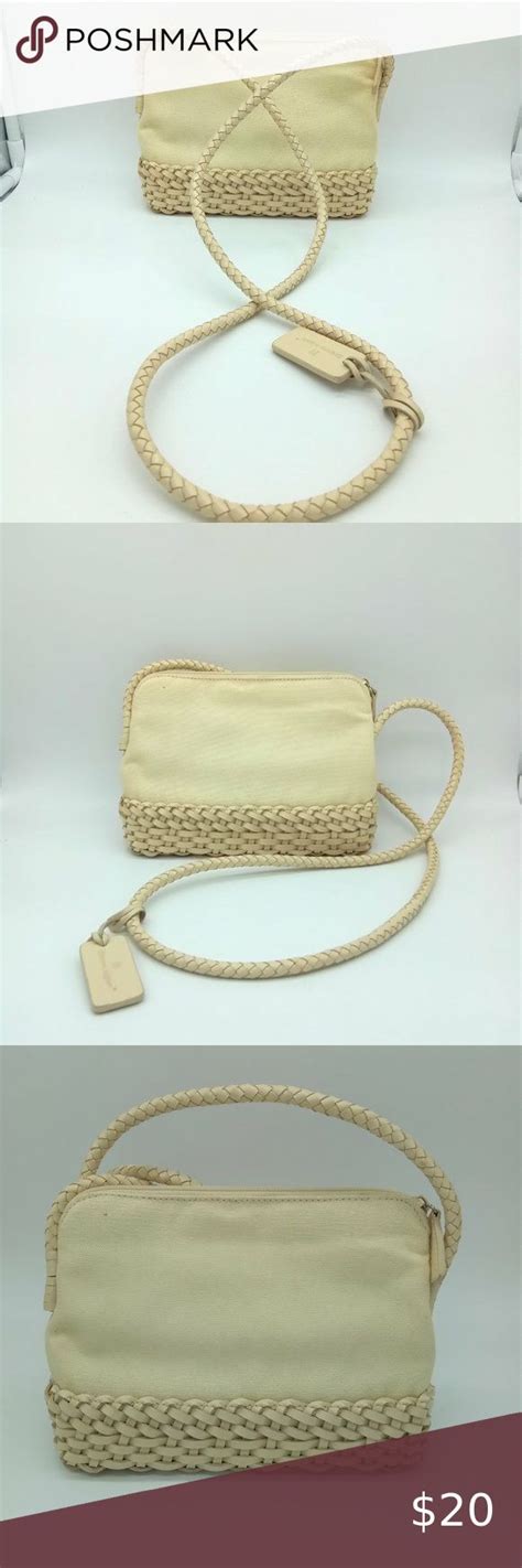 Etienne Aigner Ivory Canvas Woven Crossbody Bag Crossbody Bag Bags