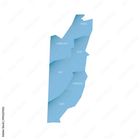 Belize Political Map Of Administrative Divisions Districts Shaded