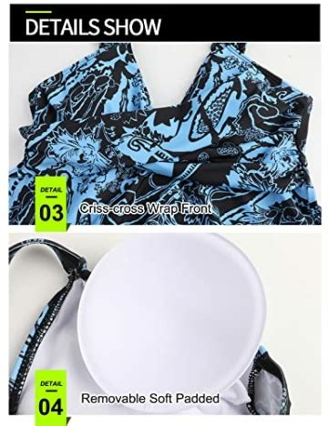 Adigaber Damen Zweiteilig Badeanzug Push Up Bademoden Bauchweg Tankini Set Mit Hot Pants Drucken