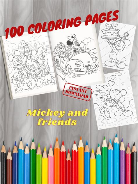 100 Mickey and Friends Coloring Pages - Etsy